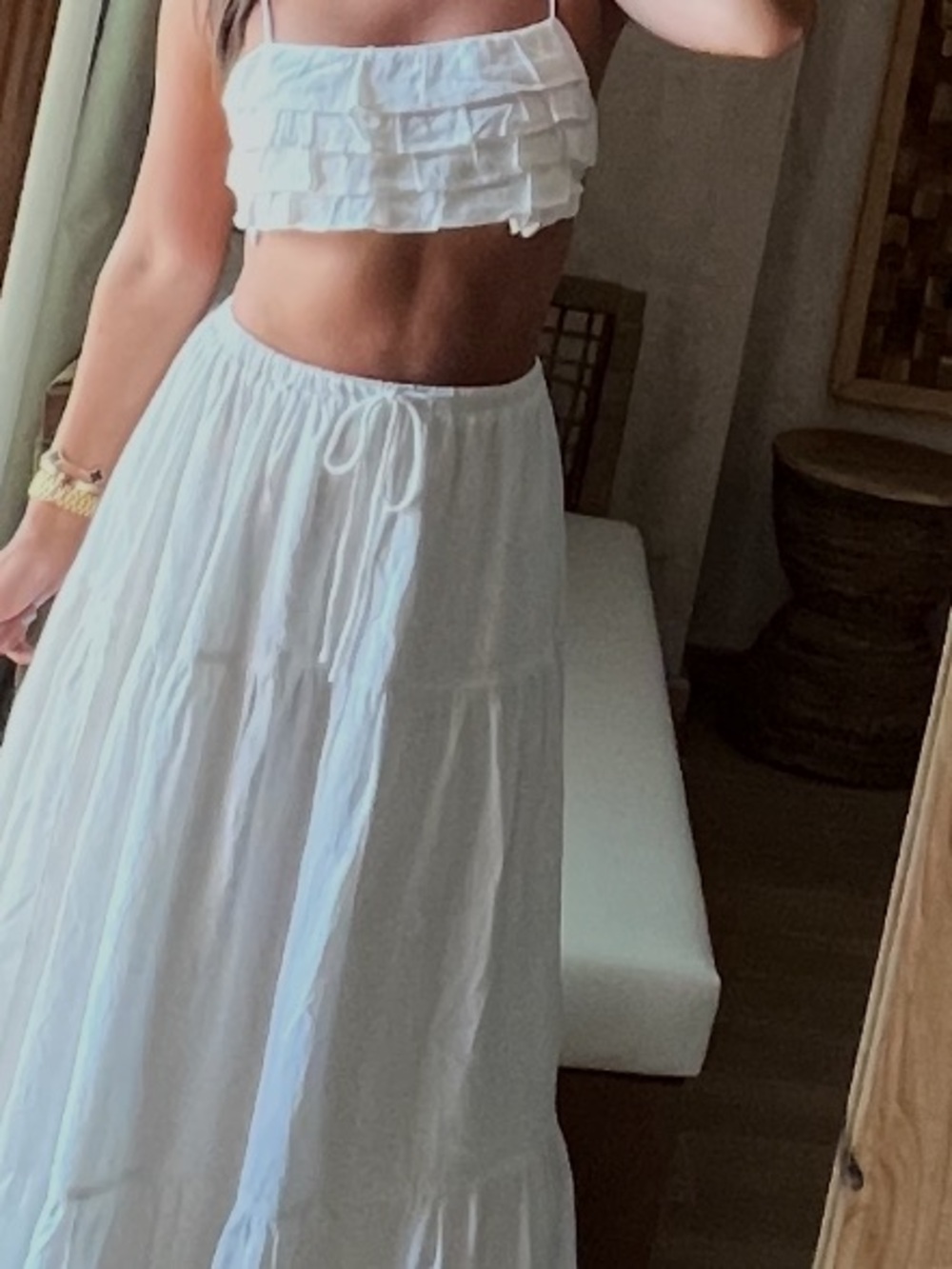 Sabo Skirt White Ruffled Crop Top